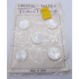 5-Pearlized Shank White Buttons Vntg 7/8" Blumenthal Co Japan K-Mart CF364